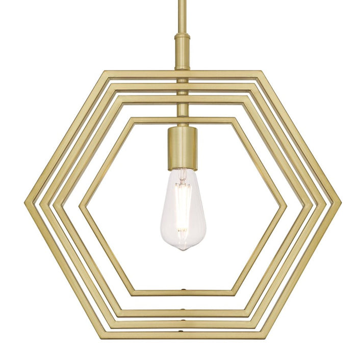 Westinghouse Holly 1 Light 16" Pendant, Champagne Brass