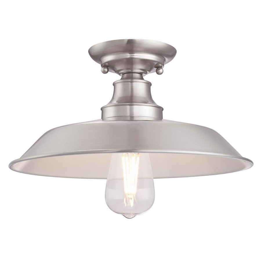 Westinghouse Iron Hill 1 Light SemiFlush, Brushed Nickel/Metal Shade - 6370200