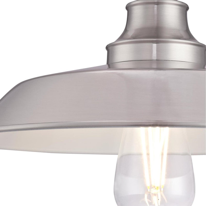 Westinghouse Iron Hill 12in 1-Light Semi-Flush Mount | Vintage Brushed Nickel and Metal Shade | Hallway & Bedroom | 12 x 12 x 5.75 in | Model 6370200