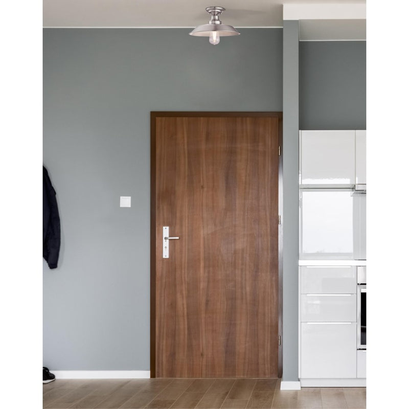 Westinghouse Iron Hill 12in 1-Light Semi-Flush Mount | Vintage Brushed Nickel and Metal Shade | Hallway & Bedroom | 12 x 12 x 5.75 in | Model 6370200
