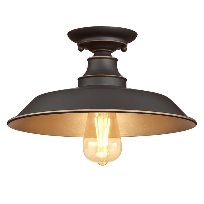 Westinghouse Iron Hill 1 Light SemiFlush, Bronze/Metal Shade - 6370300