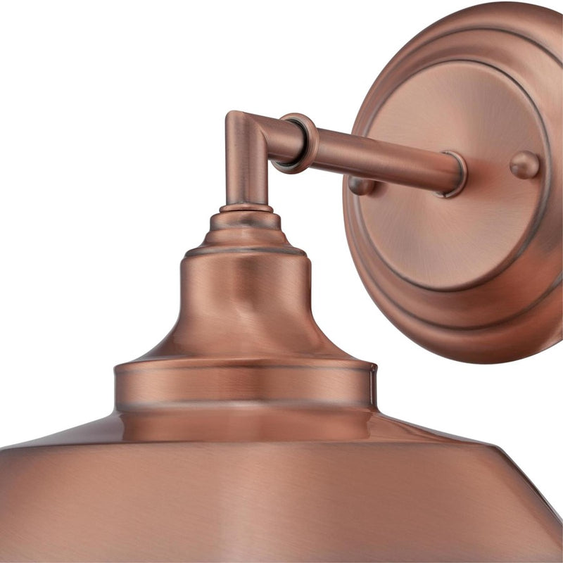 Westinghouse Iron Hill 8in 1-Light Wall Sconce | Vintage Washed Copper and Metal Shade | Bathroom & Dining Room | 8.75 x 9.75 x 8 in | Model 6370400