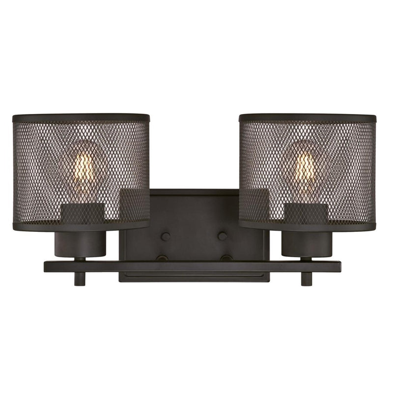 Westinghouse Morrison 16in 2-Light Wall Sconce | Contemporary Oil Rubbed Bronze and Mesh Shades | Bathroom & Dining Room | Model 6370900