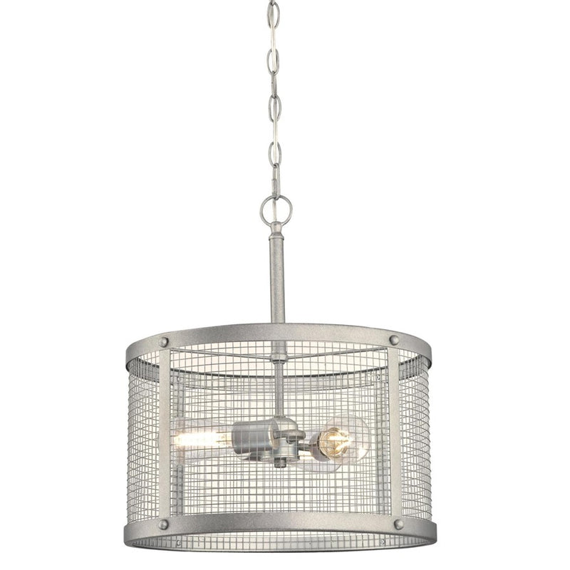 Westinghouse Emmett 16in 3-Light Pendant | Vintage Galvanized Steel and Mesh Shade | Kitchen & Dining Room | 18 x 16 in | Model 6371200