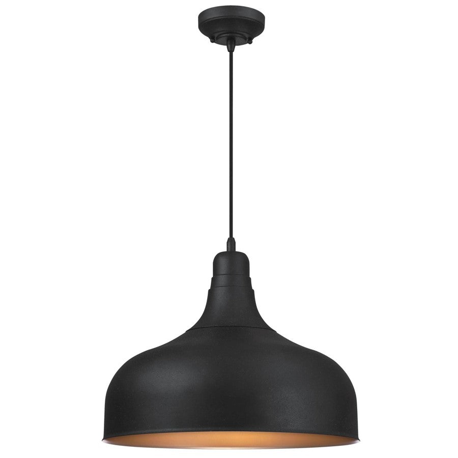 Westinghouse Morton 1 Light Pendant, Textured Iron/Metal Shade - 6371700