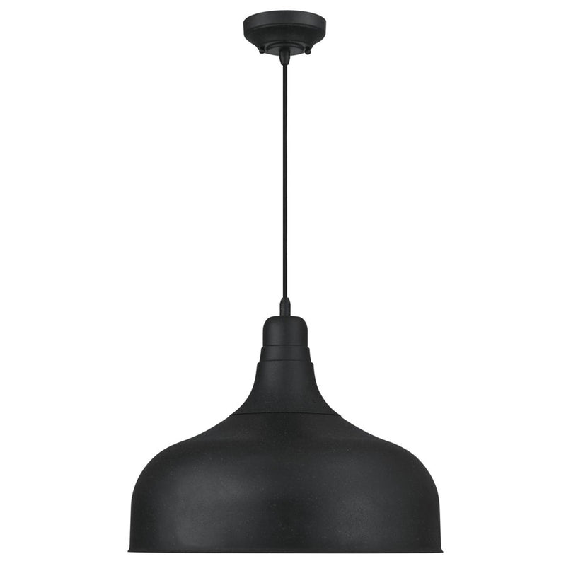 Westinghouse Morton 18in 1-Light Pendant | Rustic Textured Iron and Metal Shade | Kitchen & Dining Room | 18 x 14 in | Model 6371700