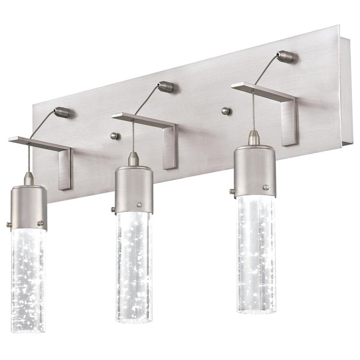 Westinghouse Cava 3 Light Wall Light, Brushed Nickel/Bubble Glass