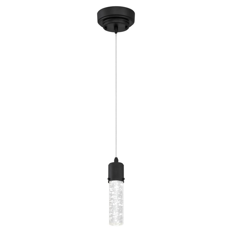 Westinghouse Cava 1 Light Pendant, Matte Black/Bubble Glass - 6372300