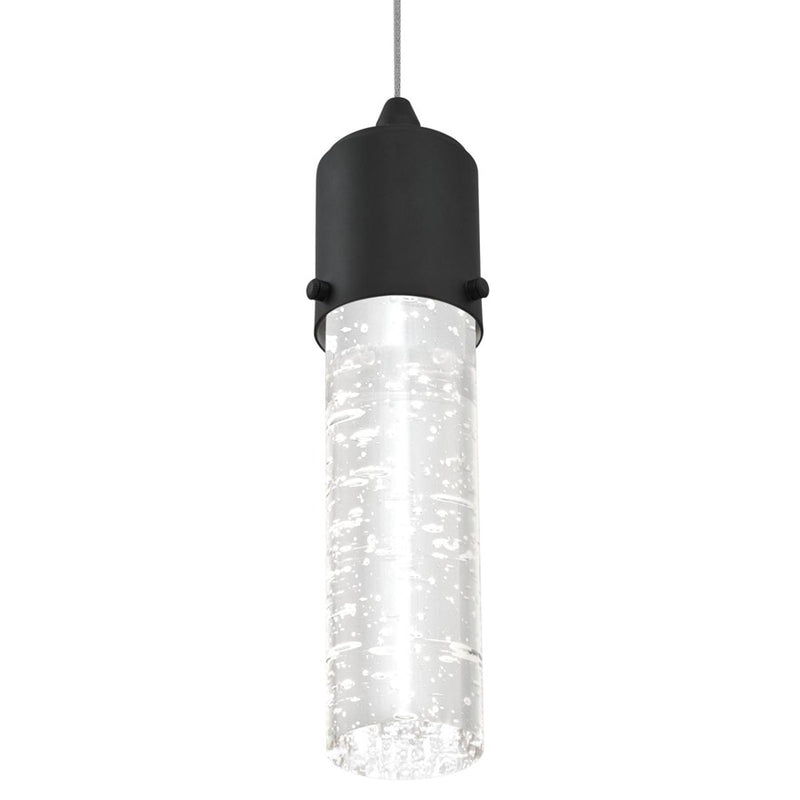 Westinghouse Cava 1 Light Pendant, Matte Black/Bubble Glass