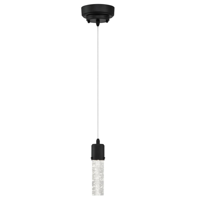 Westinghouse Cava 1 Light Pendant, Matte Black/Bubble Glass