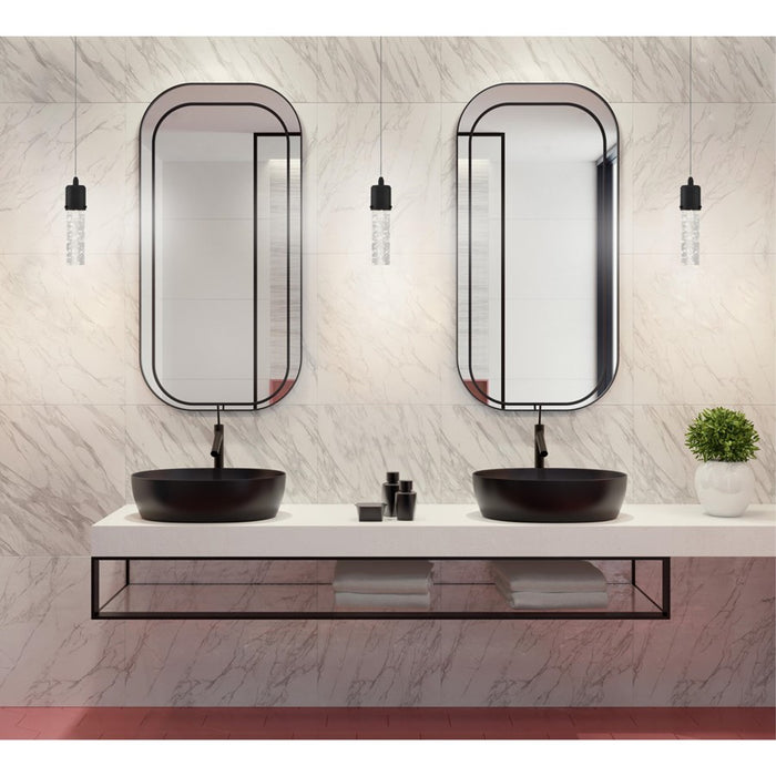 Westinghouse Cava 1 Light Pendant, Matte Black/Bubble Glass