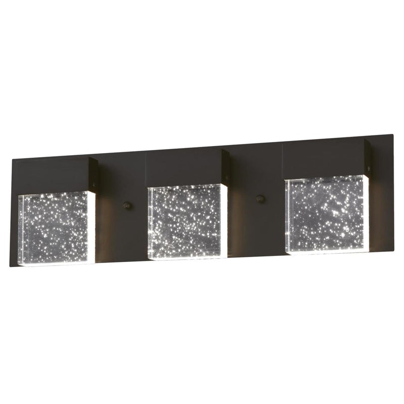 Westinghouse Cava II 20in 3-Light Wall Sconce | Contemporary Matte Black and Bubble Glass | Bathroom & Vanity | 1800 Lumens, 3000K | Model 6372600
