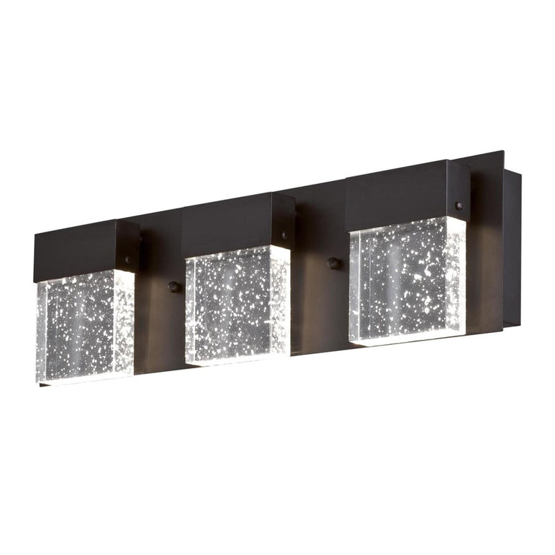 Westinghouse Cava II 20in 3-Light Wall Sconce | Contemporary Matte Black and Bubble Glass | Bathroom & Vanity | 1800 Lumens, 3000K | Model 6372600