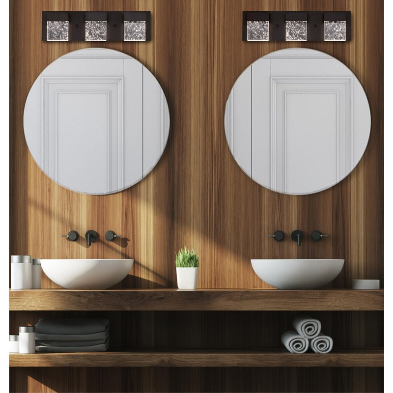 Westinghouse Cava Ii 3 Light Wall Light, Matte Black/Bubble Glass