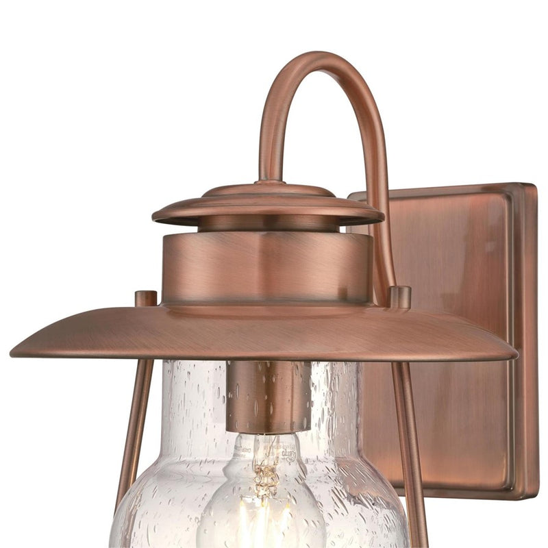 Westinghouse Santa Fe 14in 1-Light Outdoor Sconce | Rustic Washed Copper and Clear Seeded Glass | Entryway & Porch | 60W, Wet Rated | Model 6373100