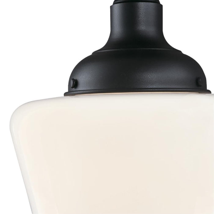 Westinghouse Scholar 1 Light SemiFlush, Textured Black/White Opal