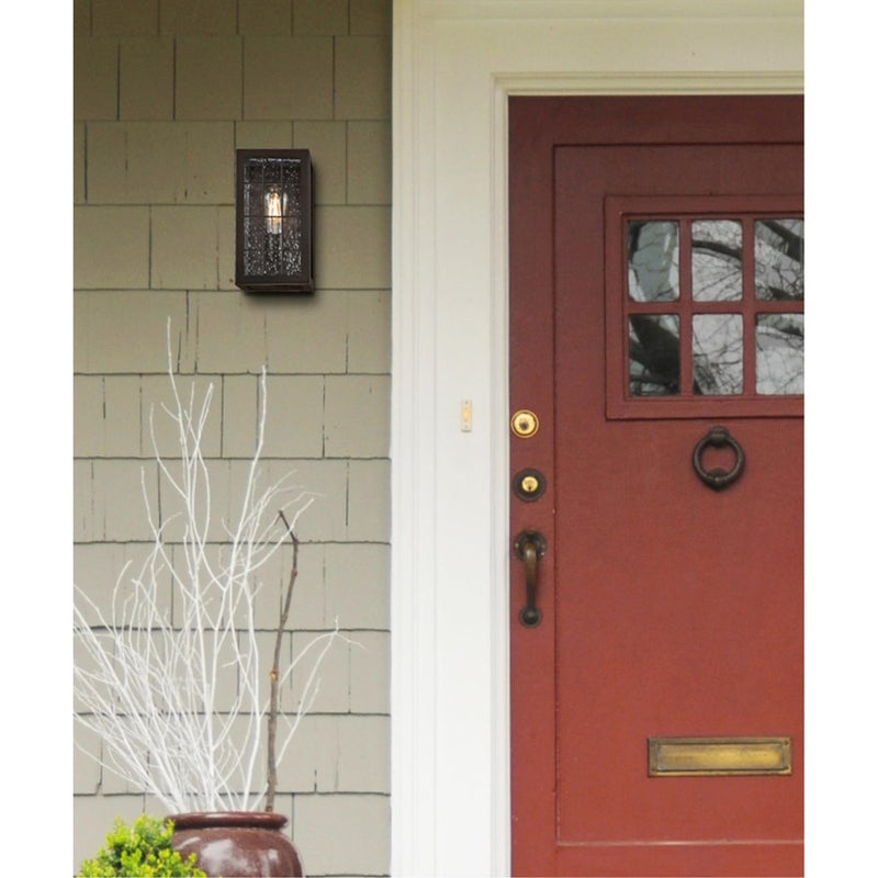 Westinghouse Wrightsville 11in 1-Light Outdoor Sconce | Vintage Oil Rubbed Bronze and Clear Raindrop Glass | Entryway & Porch | Model 6580100