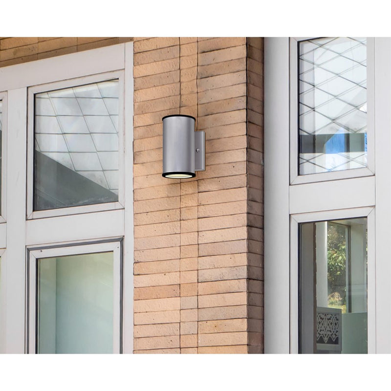 Westinghouse Mayslick 7in 1-Light Outdoor Sconce | Contemporary Nickel Luster and Frosted Glass | Entryway & Deck | 5 x 5 x 7 in | Model 6580700