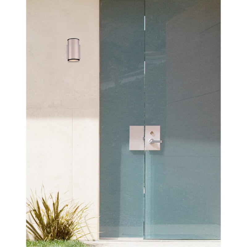 Westinghouse Mayslick 7in 1-Light Outdoor Sconce | Contemporary Nickel Luster and Frosted Glass | Entryway & Deck | 5 x 5 x 7 in | Model 6580700