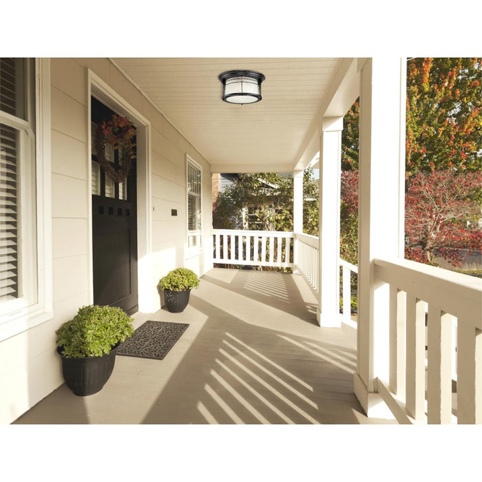 Westinghouse Senecaville 2Lt Flush, Weathered Bronze/Alabaster Glass