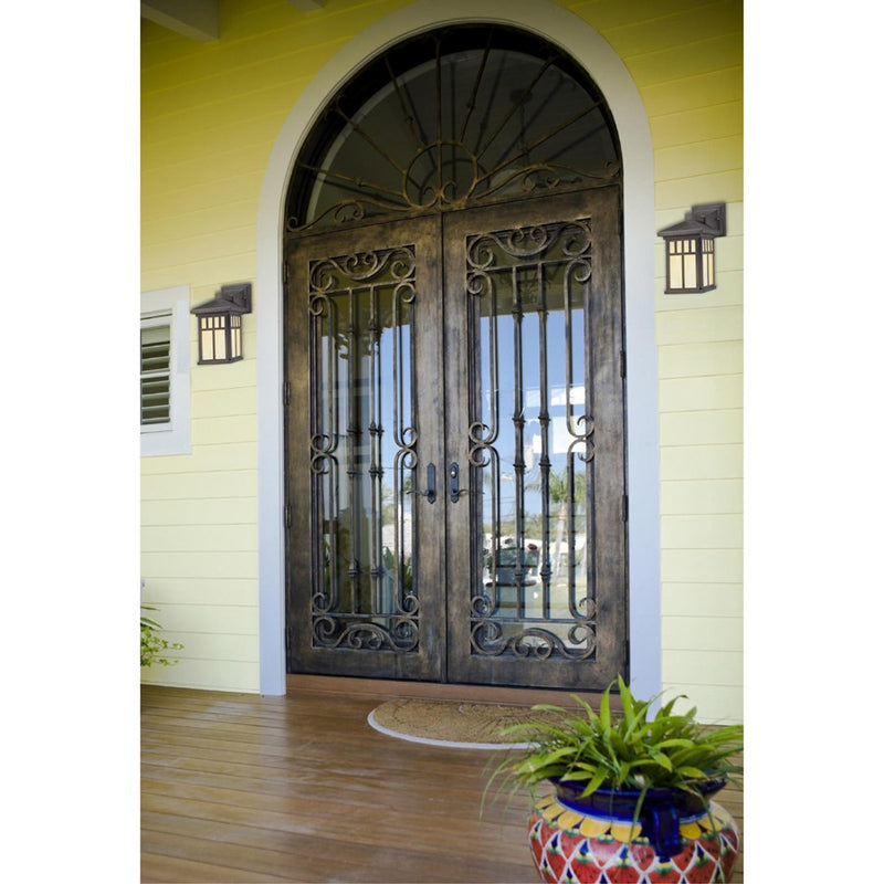 Westinghouse Burnham 12in 1-Light Outdoor Wall Sconce | Rustic Oil Rubbed Bronze and Honey Art Glass | Entryway & Covered Porch | Model 6732800