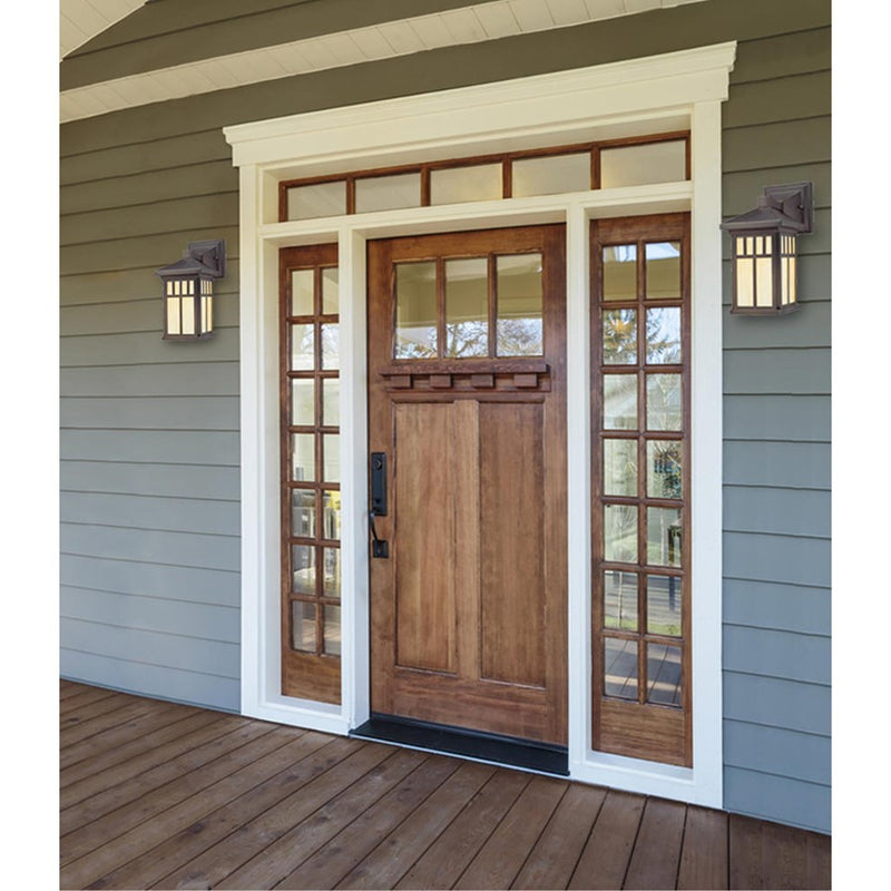 Westinghouse Burnham 12in 1-Light Outdoor Wall Sconce | Rustic Oil Rubbed Bronze and Honey Art Glass | Entryway & Covered Porch | Model 6732800