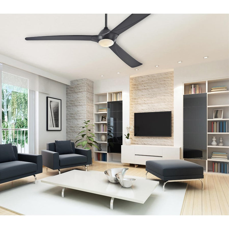 Westinghouse Techno II 72in 3-Blade Ceiling Fan with Light | Contemporary Black and Opal Frosted Glass | Living Room & Great Room | Model 7204200