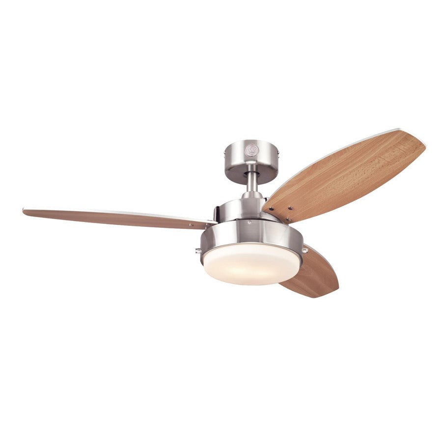 Westinghouse Alloy 3Bld 42" Ceiling Fan, LED Light, Nickel/Beech - 7221600