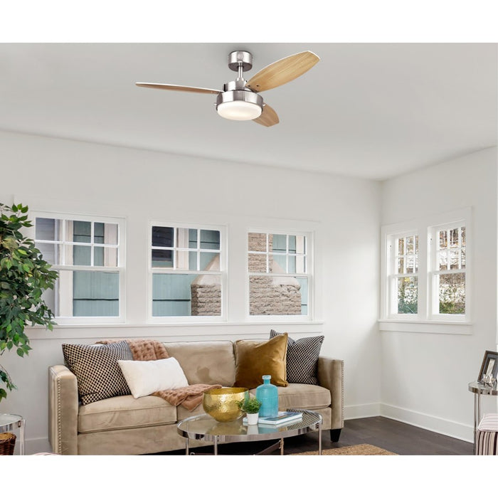 Westinghouse Alloy 3Bld 42" Ceiling Fan, LED Light, Nickel/Beech