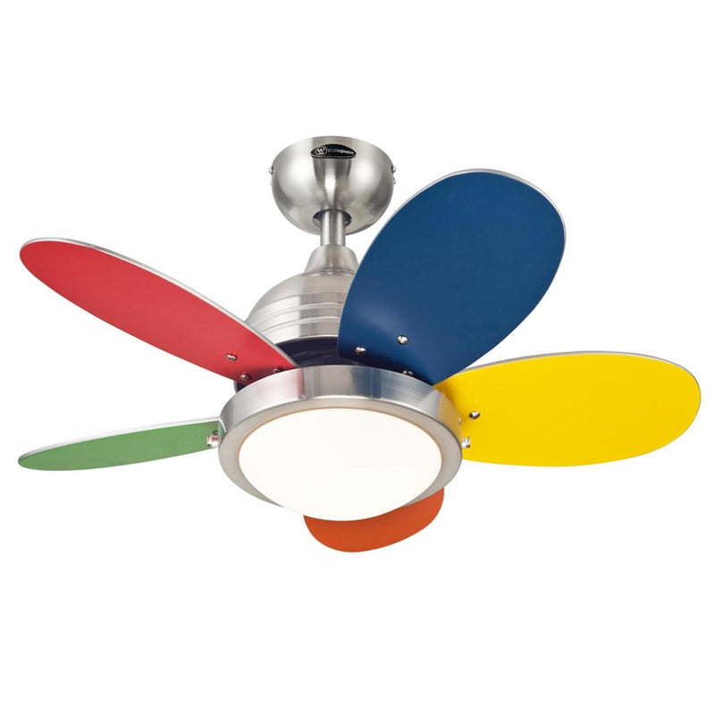 Westinghouse Roundabout 5Bld 30" Ceiling Fan, LED, NK/Multi-Color - 7223600