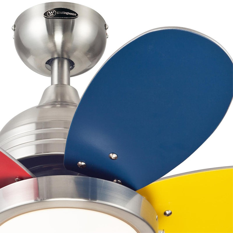 Westinghouse Roundabout 5Bld 30" Ceiling Fan, LED, Nickel/Multi-Color