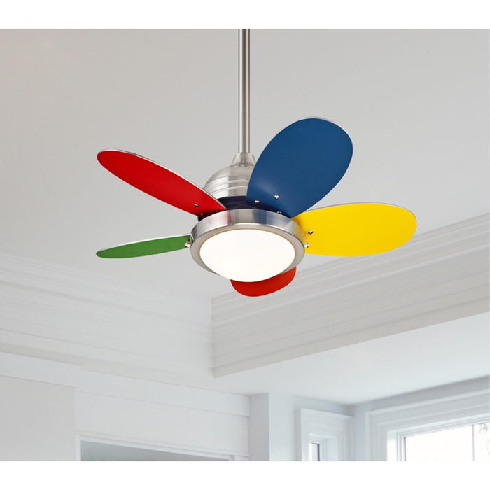 Westinghouse Roundabout 5Bld 30" Ceiling Fan, LED, Nickel/Multi-Color