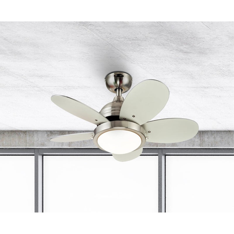Westinghouse Roundabout 30in 5-Blade Ceiling Fan | Brushed Nickel and Multi-Color MDF Blades with Opal Frosted Glass | Kids Rooms & | Model 7223600
