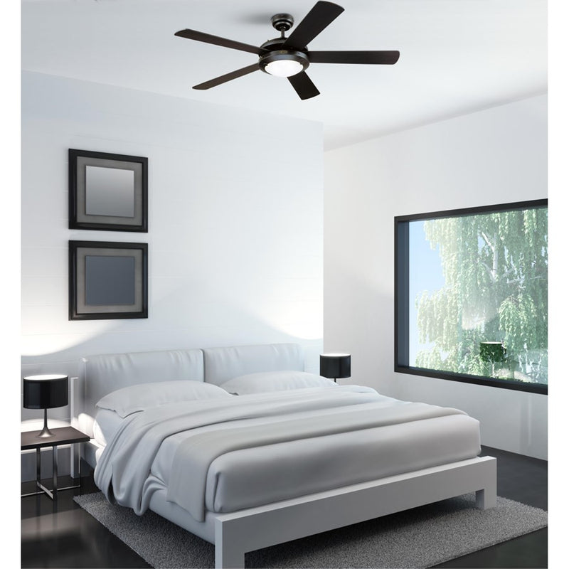 Westinghouse Comet 5Bld 52" Ceiling Fan, LED Light, Black/Black