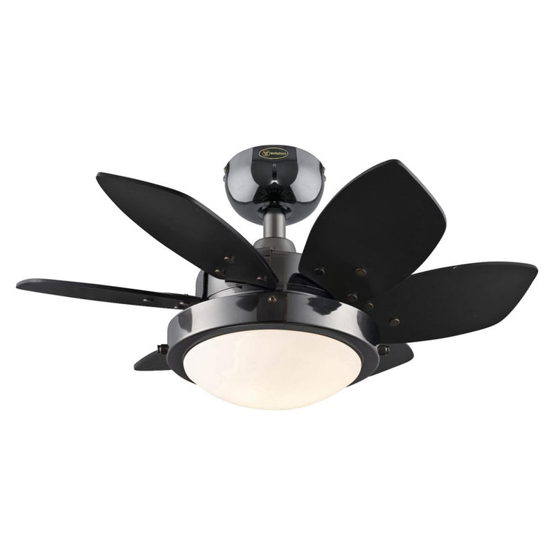 Westinghouse Quince 24in 6-Blade LED Ceiling Fan | Gun Metal and Reversible Black/Graphite MDF | Small Bedrooms & Kitchens | Model 7224600