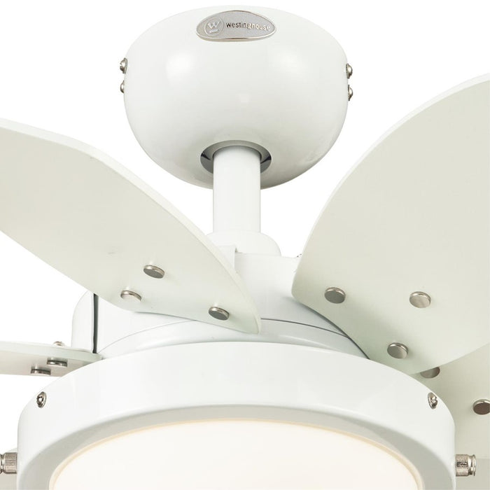 Westinghouse Quince 6 Blade 24" Ceiling Fan, LED Light, White/White
