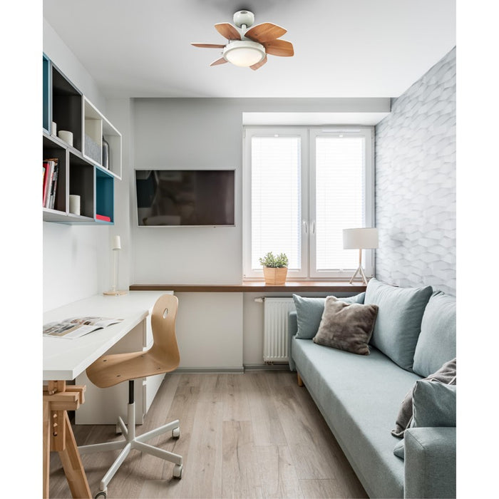 Westinghouse Quince 6 Blade 24" Ceiling Fan, LED Light, White/White