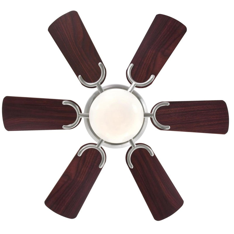 Westinghouse Petite 30in 6-Blade Ceiling Fan | Traditional Brushed Nickel and Opal Glass | Small Bedroom & Office | 800 Lumens, 3000K | Model 7230700