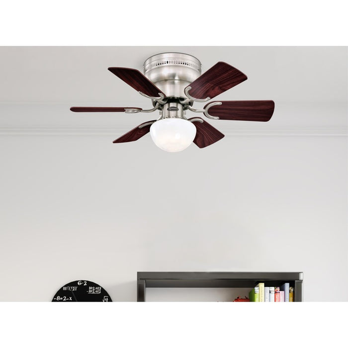 Westinghouse Petite 6Bld 30" Ceiling Fan, LED Light, Nickel/Rosewood
