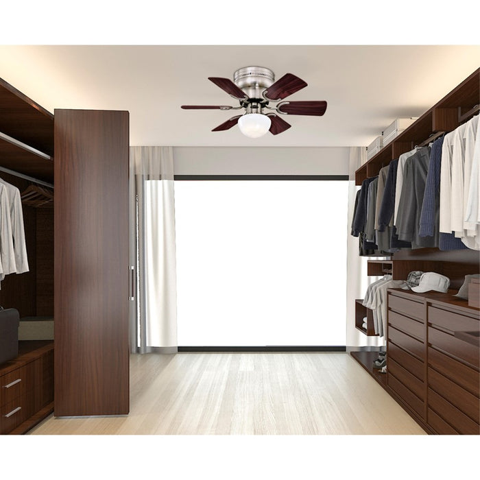 Westinghouse Petite 6Bld 30" Ceiling Fan, LED Light, Nickel/Rosewood