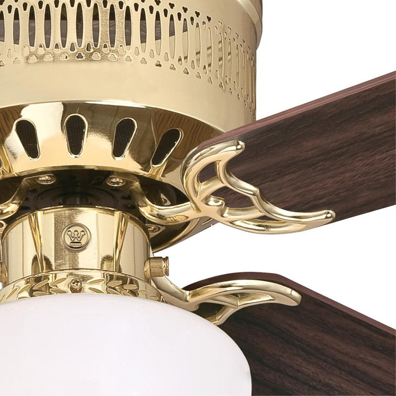 Westinghouse Casanova Supreme 42in 4-Blade Ceiling Fan | Traditional Polished Brass and Opal Glass | Small Living Room & Bedroom | Model 7231000