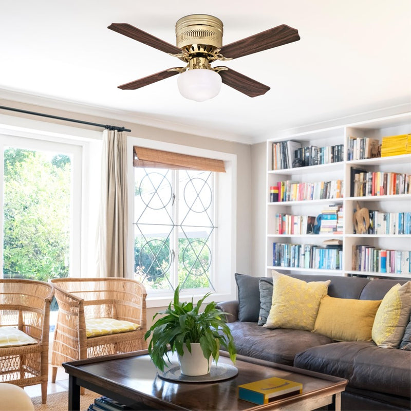Westinghouse Casanova Supreme 42in 4-Blade Ceiling Fan | Traditional Polished Brass and Opal Glass | Small Living Room & Bedroom | Model 7231000
