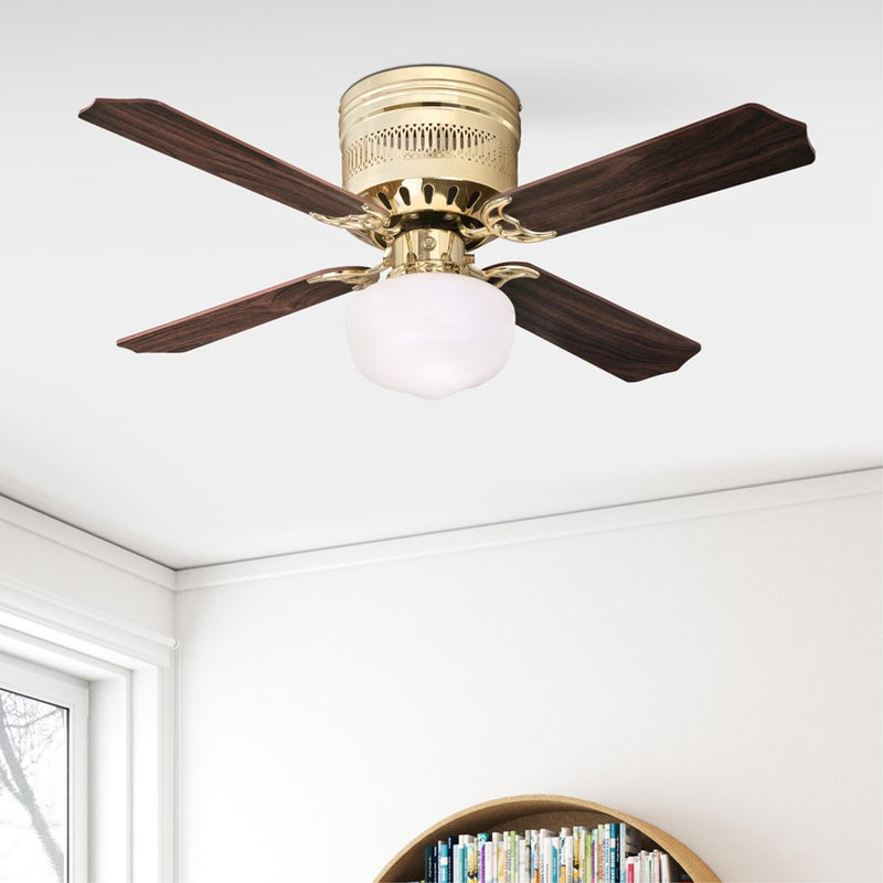 Westinghouse Casanova Supreme 42in 4-Blade Ceiling Fan | Traditional Polished Brass and Opal Glass | Small Living Room & Bedroom | Model 7231000