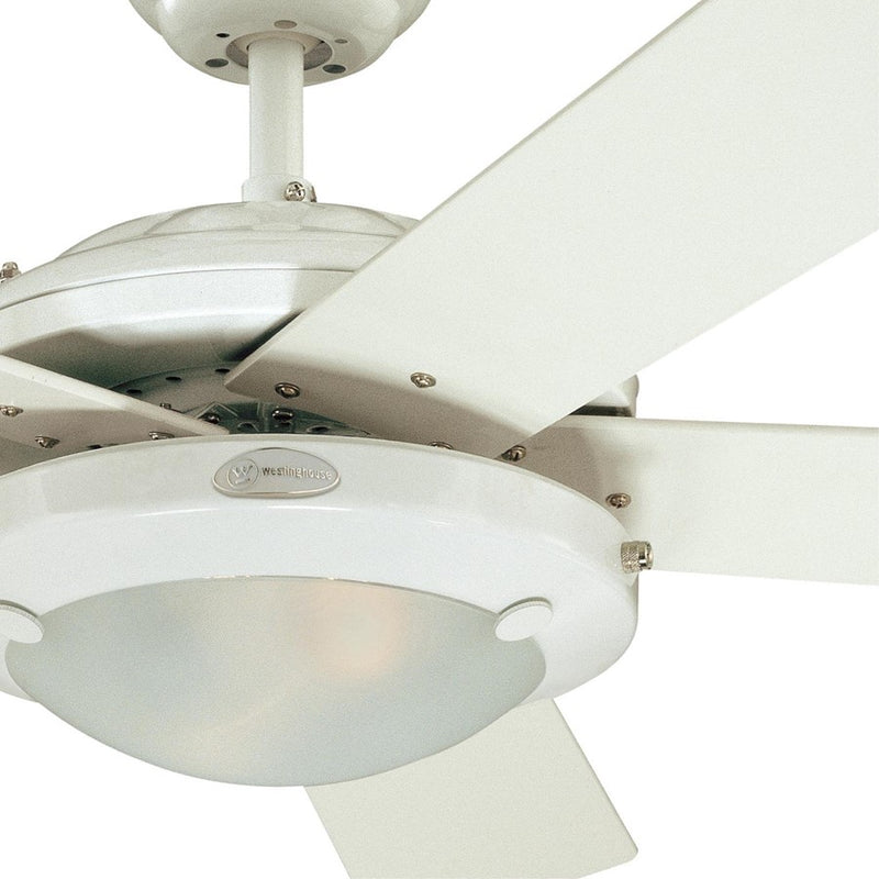 Westinghouse Comet 52in 5-Blade LED Ceiling Fan | Transitional White and White Washed Pine Plywood Blades | Great Room & Living Room | Model 7233600