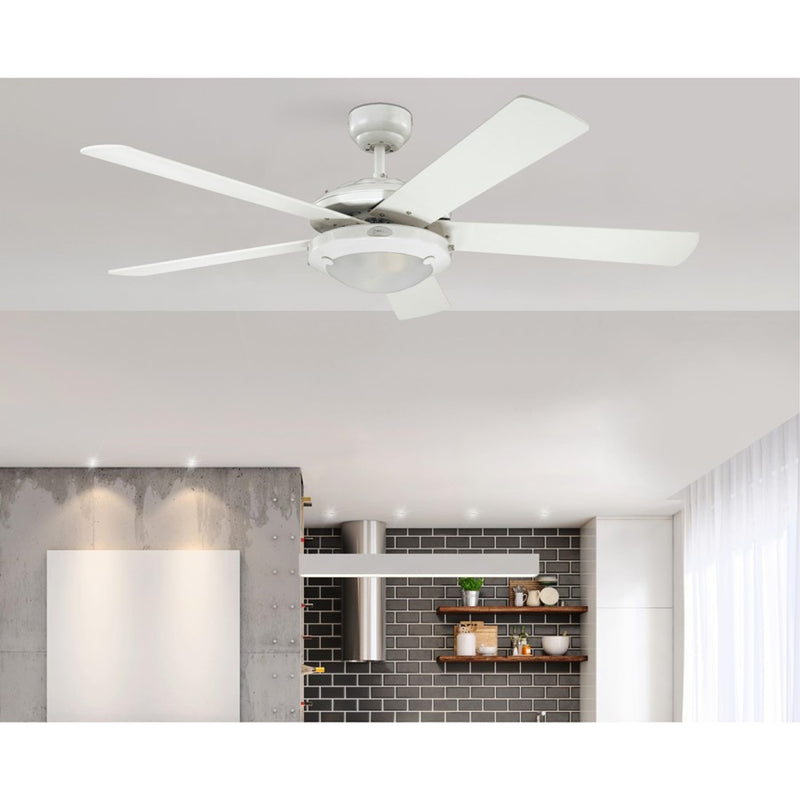 Westinghouse Comet 5 Blade 52" Ceiling Fan, LED Light, White/White