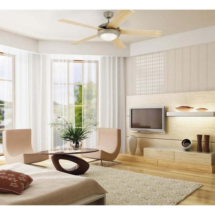 Westinghouse Comet 5Bld 52" Ceiling Fan, LED Light, Pewter/Light Maple