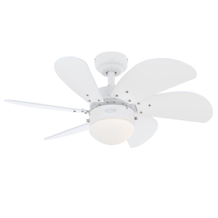 Westinghouse Turbo Swirl 6Bld 30" Ceiling Fan, LED Light, White/White - 7234400