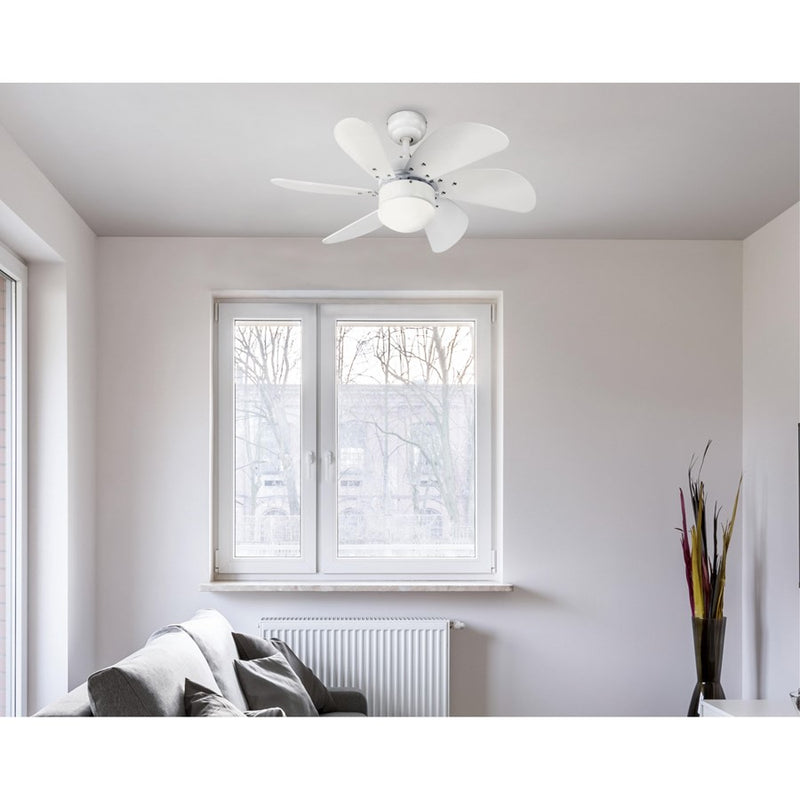 Westinghouse Turbo Swirl 6Bld 30" Ceiling Fan, LED Light, White/White