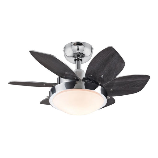 Westinghouse Quince 6 Blade 24" Ceiling Fan, LED Light, Chrome/Wengue - 7236600