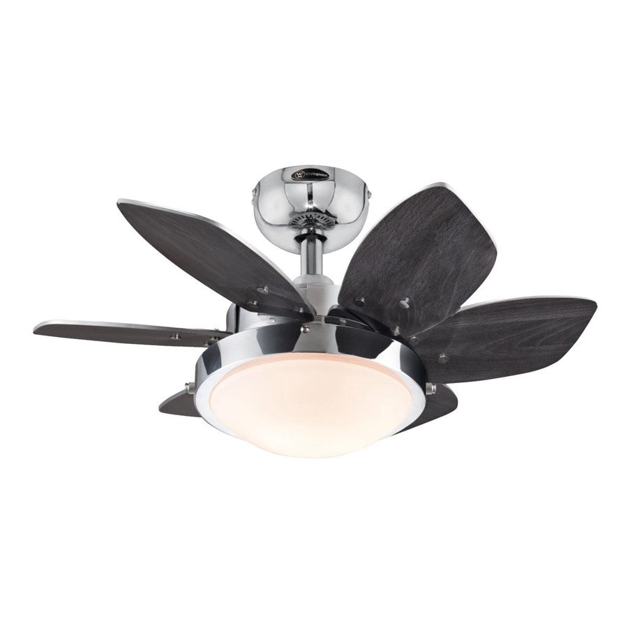 Westinghouse Quince 6 Blade 24" Ceiling Fan, LED Light, Chrome/Wengue - 7236600